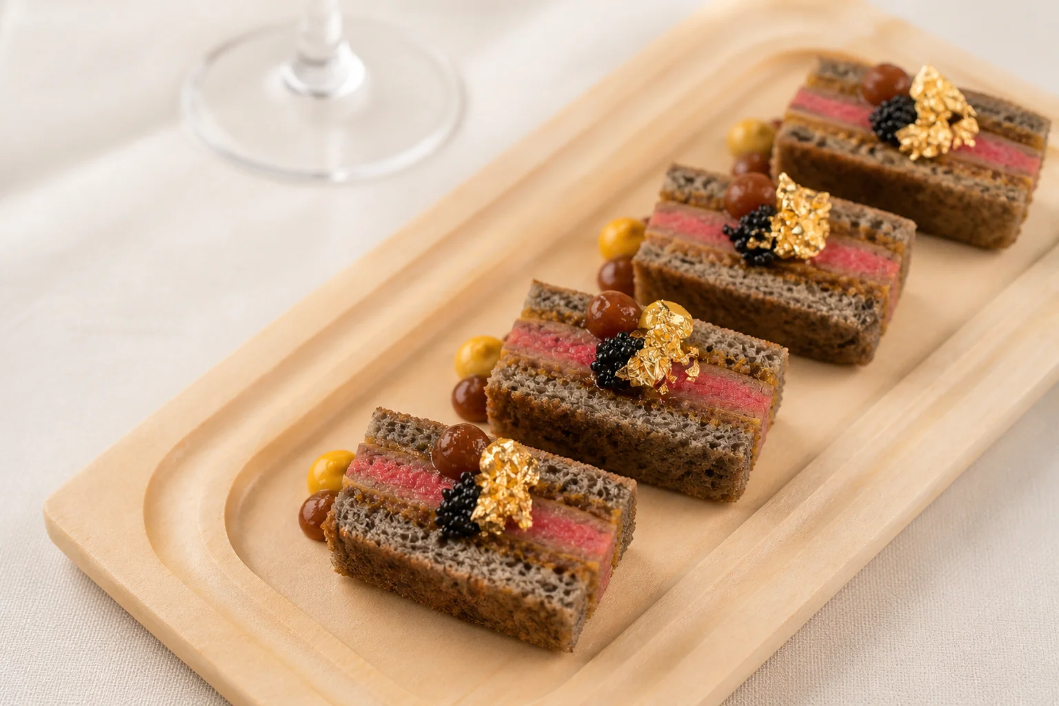 THE EMBER · Tartare sandwiches with caviar and gold leaf